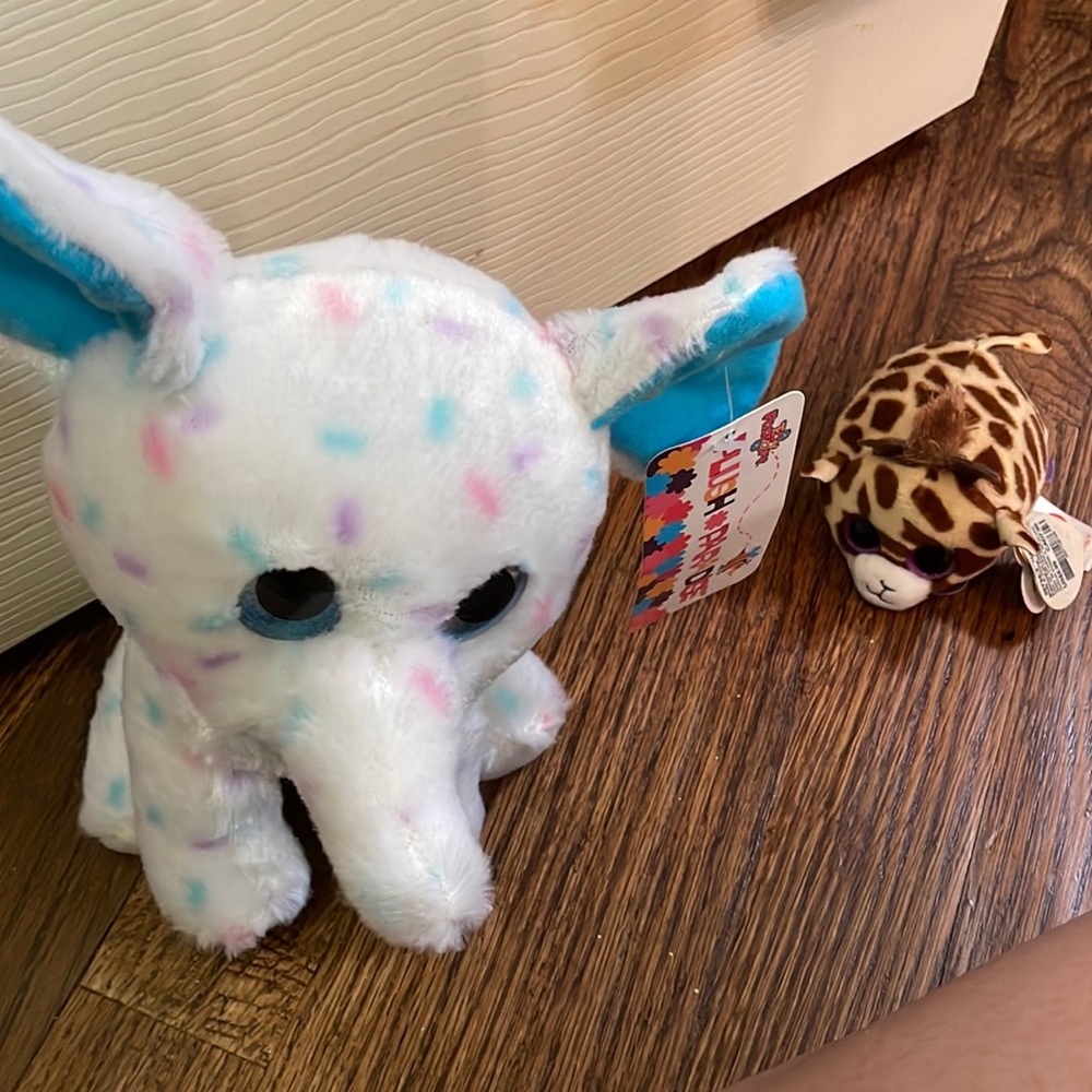 Elephant and baby giraffe